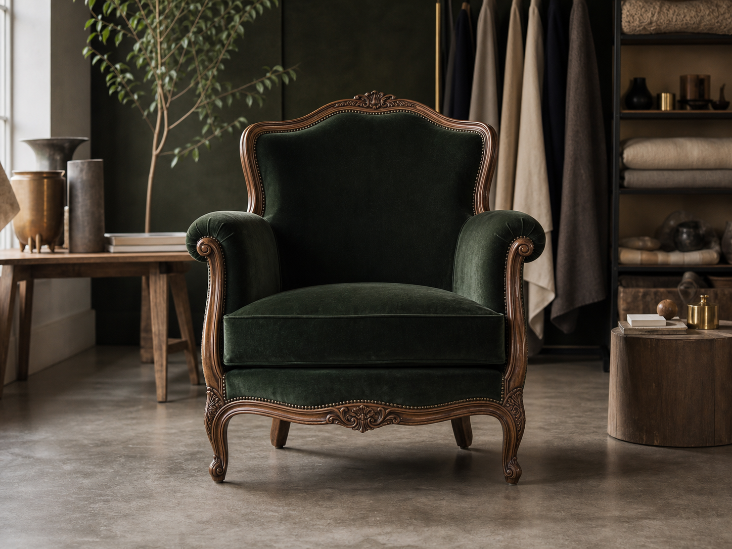 Kulunud vintage tugitool enne restaureerimist
